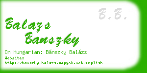 balazs banszky business card